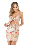 Women's Evening Gown Sexy Sling Backless Stretch Print Sequins Dress
