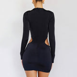 Women Dresses Sexy Autumn Hollow Sheath Short Skirt (Bla0420)