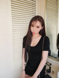 Women Dresses Summer U-Neck Slim T-shirt Dress