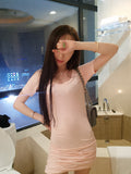 Women Dresses Summer U-Neck Slim T-shirt Dress