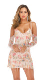 Women Evening Gown Sexy V-neck off-the-Shoulder Spaghetti-Strap Floral Print Tassel Sequins Dress