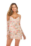 Women Evening Gown Sexy V-neck off-the-Shoulder Spaghetti-Strap Floral Print Tassel Sequins Dress