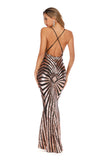 Women's Sexy V-neck Strap Vintage Sequins Dress Formal Dress