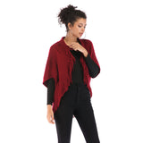 Women Knitted Sweater Autumn Knitted Tassels Loose-Fitting Half Sleeve Sweater Coat