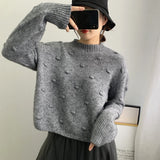 Women Winter Knitted Sweater Fall/Winter round Neck Long Sleeve Sweater 8t3005