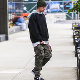MIJKO Mens Vintage Pants Multi-pocket-breasted camouflage slacks