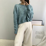 Women Winter Knitted Sweater Fall/Winter round Neck Long Sleeve Sweater 8t3005