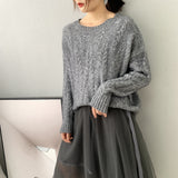 Women Winter Knitted Sweater Autumn Long Sleeve Sweater round Neck Sweater 8t3007
