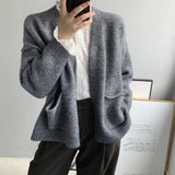 Women Cardigan Sweater Autumn Long Sleeve Knitted Cardigan Loose 8t3031