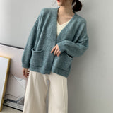 Women Cardigan Sweater Autumn Long Sleeve Knitted Cardigan Loose 8t3031
