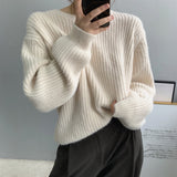 Women Winter Knitted Sweater Fall/Winter Alpaca Fleece/Fiber Women's Sweater 8t3012
