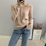 Women Cardigan Sweater Autumn U Collar Knitted Long Sleeve Cardigan Coat 8t5009