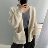 Women Cardigan Sweater Autumn Long Sleeve Knitted Cardigan Loose 8t3031