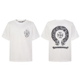 Ch hip-hop t shirts ch cross sanskrit horseshoe printing distressed hand-painted t-shirt short sleeve loosecasual american heavy weight