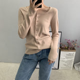 Women Cardigan Sweater Autumn U Collar Knitted Long Sleeve Cardigan Coat 8t5009
