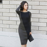 Women Maxi Dress Autumn and Winter round Neck Long Sleeve Mid-Length Hip Knitwear Dress