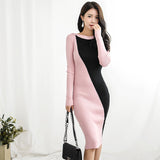 Women Maxi Dress Autumn and Winter round Neck Long Sleeve Mid-Length Hip Knitwear Dress