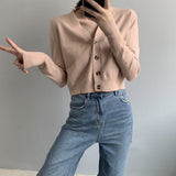 Women Cardigan Sweater Fall V-neck Button Sweater Cardigan 8t5018