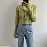 Women Cardigan Sweater Fall V-neck Button Sweater Cardigan 8t5018