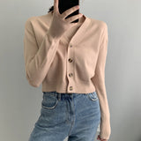 Women Cardigan Sweater Fall V-neck Button Sweater Cardigan 8t5018