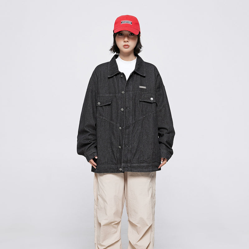 Unisex Jacket Autumn Neutral Snap Jeans