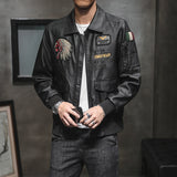 Red Leather Jacket PU Leather Coat for Men Lapel Embroidery Motorcycle Clothing Spring and Autumn