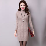 Women Maxi Dress Fall/Winter Slim Turtleneck Hip-Wrapped Sweater