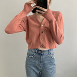 Women Cardigan Sweater Fall V-neck Button Sweater Cardigan 8t5018