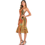 Women Evening Gown Sexy Sling Backless Sequins Dress