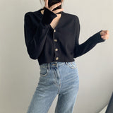 Women Cardigan Sweater Fall V-neck Button Sweater Cardigan 8t5018
