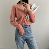 Women Cardigan Sweater Fall V-neck Button Sweater Cardigan 8t5018