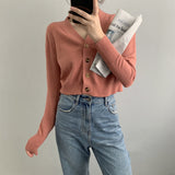 Women Cardigan Sweater Fall V-neck Button Sweater Cardigan 8t5018
