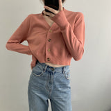 Women Cardigan Sweater Fall V-neck Button Sweater Cardigan 8t5018
