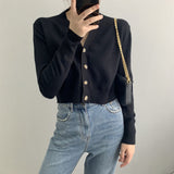 Women Cardigan Sweater Fall V-neck Button Sweater Cardigan 8t5018