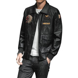 Red Leather Jacket PU Leather Coat for Men Lapel Embroidery Motorcycle Clothing Spring and Autumn