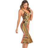 Women Evening Gown Sexy Sling Backless Sequins Dress