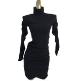 Women Dresses Autumn and Winter Turtleneck Hip Skirt