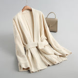 Women Cardigan Sweater Spring and Autumn Knitted Sweater Cardigan Women's Loose Knitted Coat 8t2