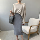 Women Knitted Skirt Long Sheath Skirt Sexy Vintage Skirt