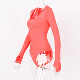 Women Jumpsuit Spring Sexy Pullover Long Sleeve Slim Fit Jumpsuit (Hawthaw0412)