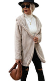 Women Trench Coat Fall Winter Hooded Loose Double-Sided Plush Buckle-Free Cardigan Jacket