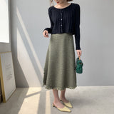 Women Knitted Skirt Autumn and Winter Houndstooth Skirt