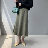 Women Knitted Skirt Autumn and Winter Houndstooth Skirt