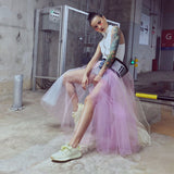 Women Dresses Summer Tulle Skirt Single-Breasted Skirt (Qymy0409)