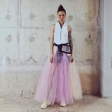 Women Dresses Summer Tulle Skirt Single-Breasted Skirt (Qymy0409)