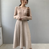 Women Cardigan Sweater Autumn U Collar Knitted Long Sleeve Cardigan Coat 8t5009