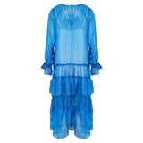 Women Dresses Spring Loose-Fitting V-neck Long Sleeves Dress (Qymy0409)