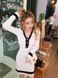 Women Maxi Dress Autumn and Winter V-neck Long Sleeve Narrow Slim Knit Dress