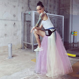 Women Dresses Summer Tulle Skirt Single-Breasted Skirt (Qymy0409)