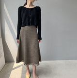 Women Knitted Skirt Autumn and Winter Houndstooth Skirt